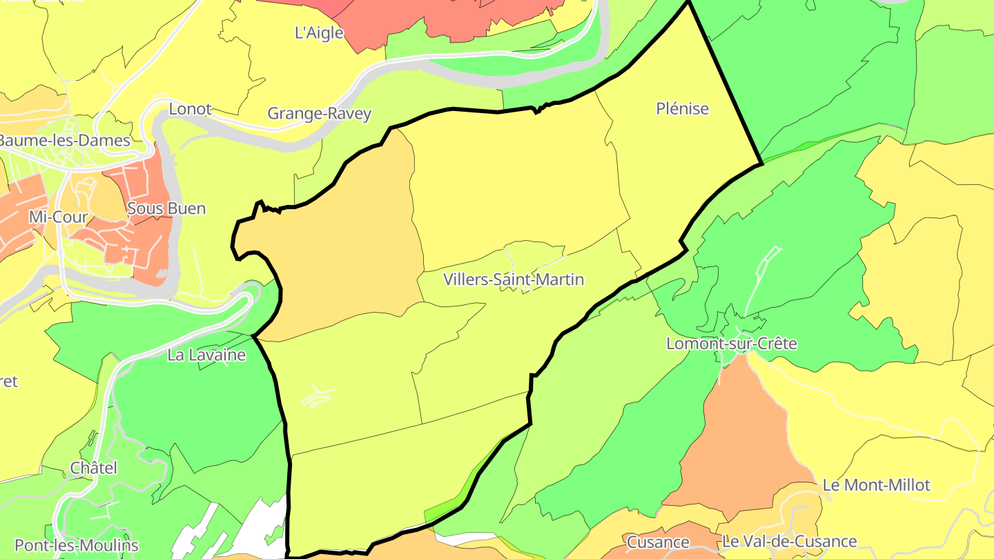 Carte des prix de l'immobilier Villers-Saint-Martin