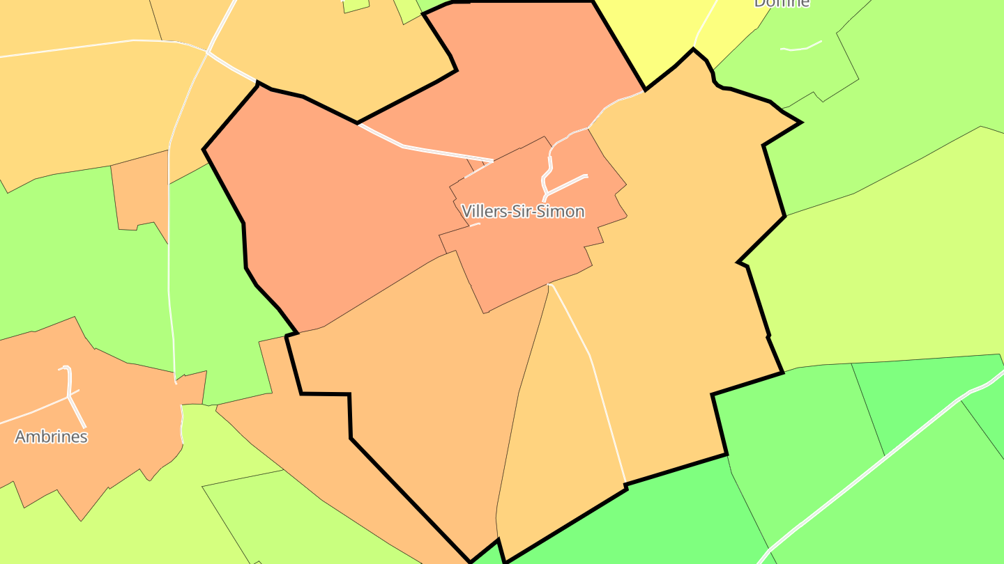 Carte des prix de l'immobilier Villers-Sir-Simon