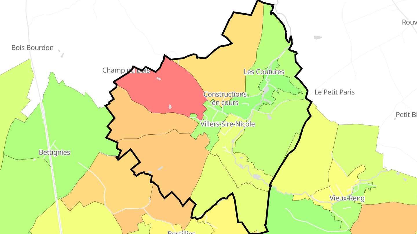 Carte des prix de l'immobilier Villers-Sire-Nicole