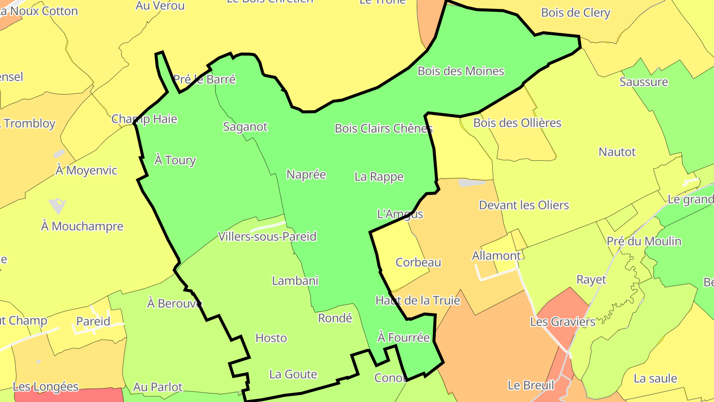 Carte des prix de l'immobilier Villers-sous-Pareid