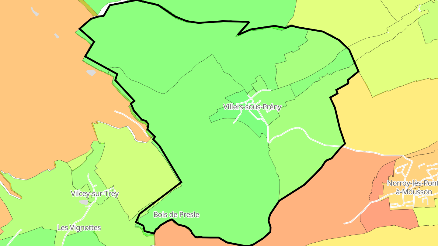 Carte des prix de l'immobilier Villers-sous-Prény