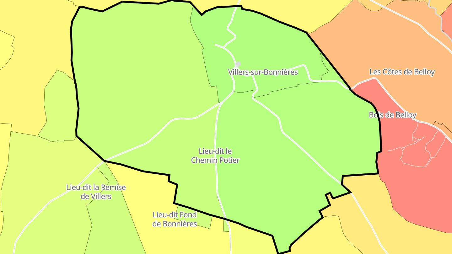 Carte des prix de l'immobilier Villers-sur-Bonnières
