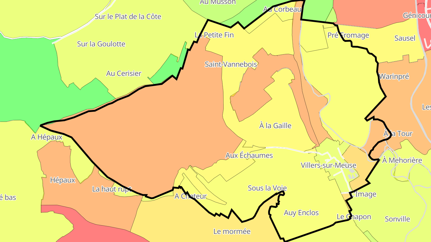 Carte des prix de l'immobilier Villers-sur-Meuse