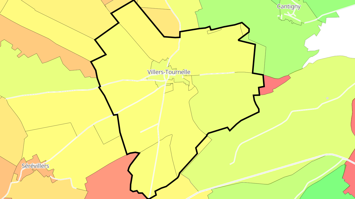 Carte des prix de l'immobilier Villers-Tournelle