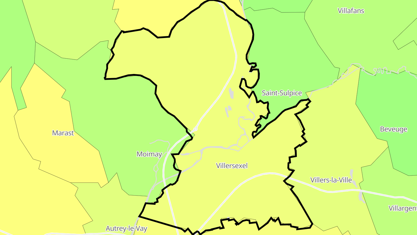 Carte des prix de l'immobilier Villersexel