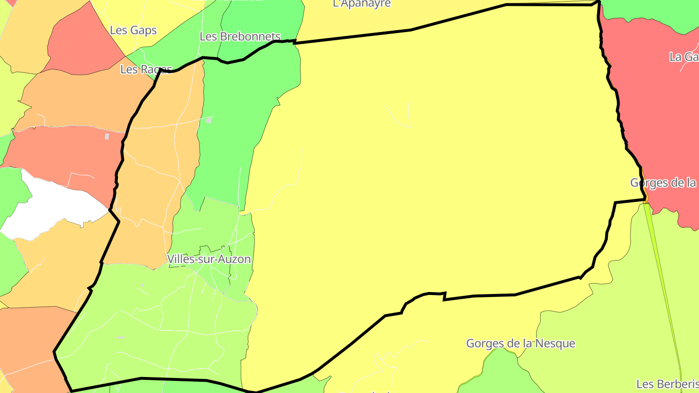 Carte des prix de l'immobilier Villes-sur-Auzon
