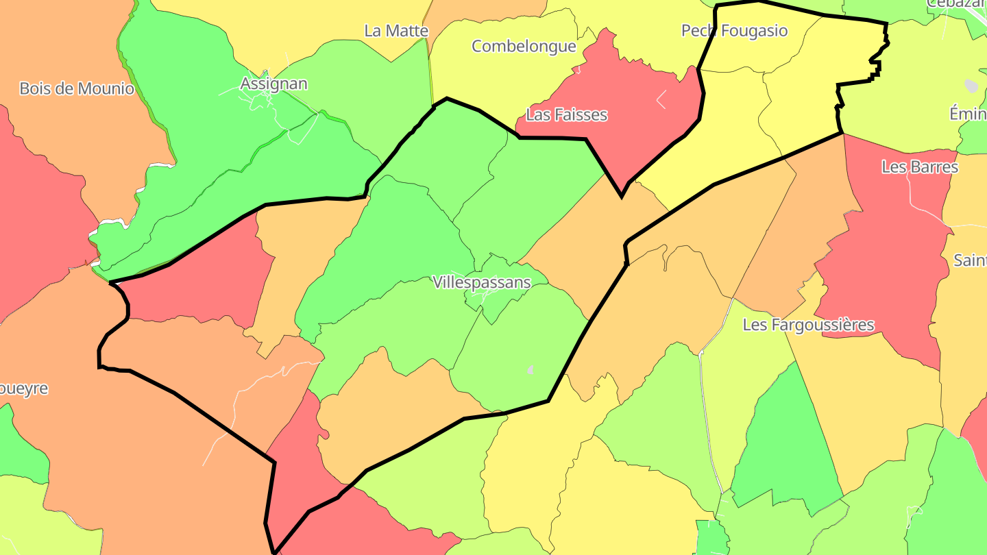 Carte des prix de l'immobilier Villespassans