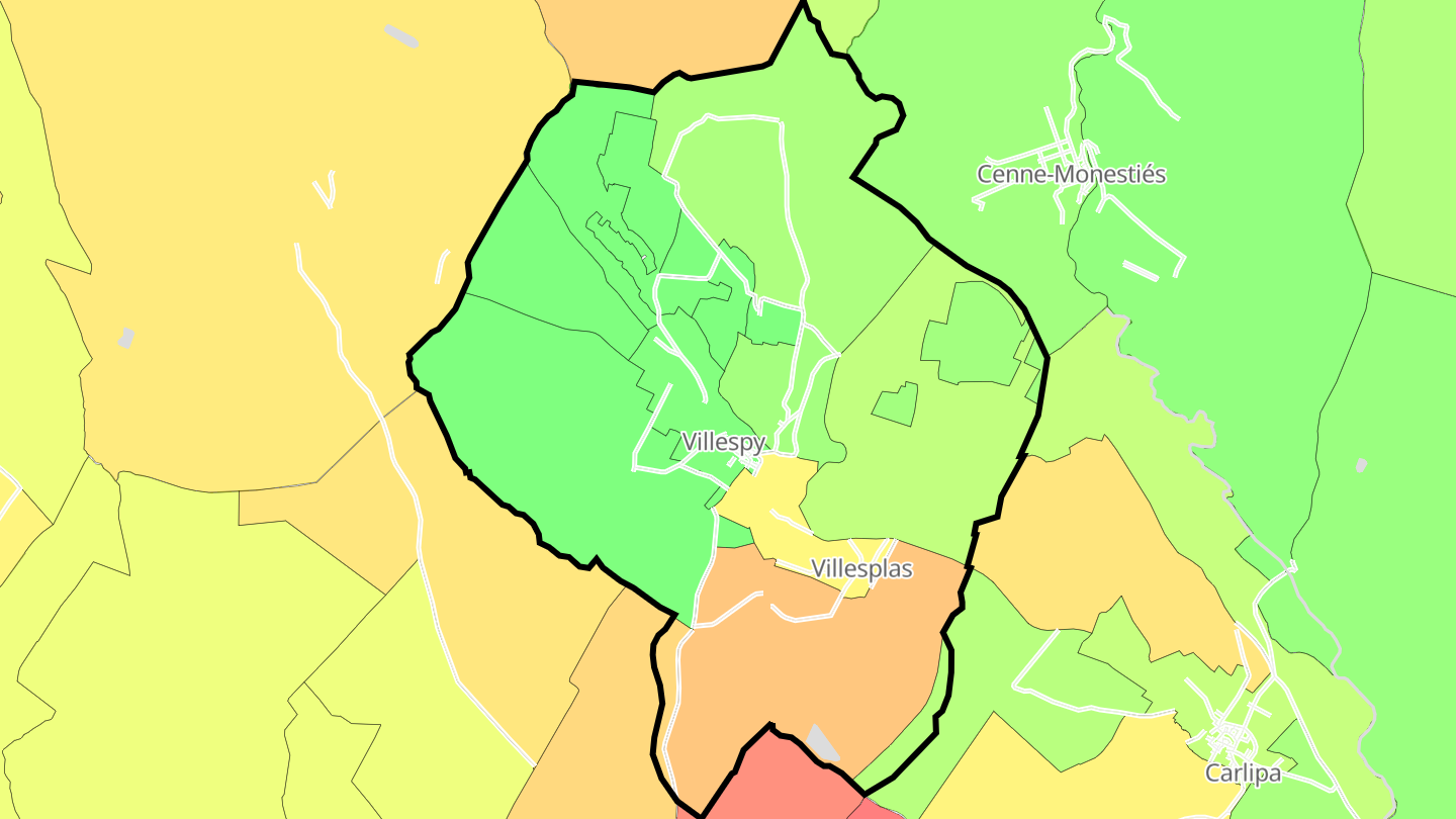 Carte des prix de l'immobilier Villespy