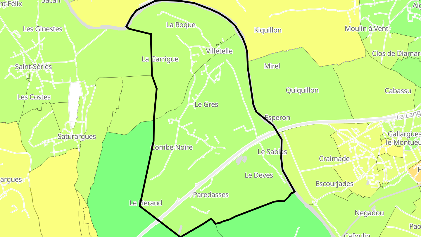 Carte des prix de l'immobilier Villetelle