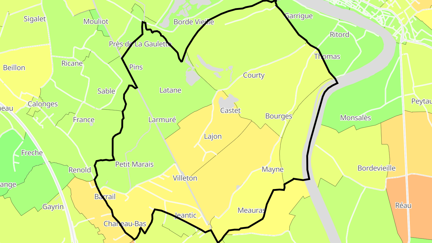Carte des prix de l'immobilier Villeton