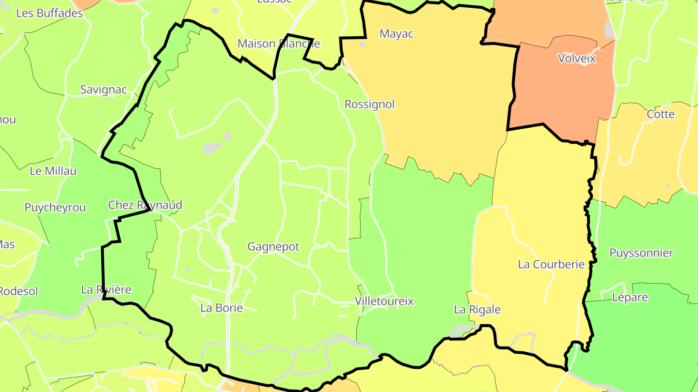 Carte des prix de l'immobilier Villetoureix