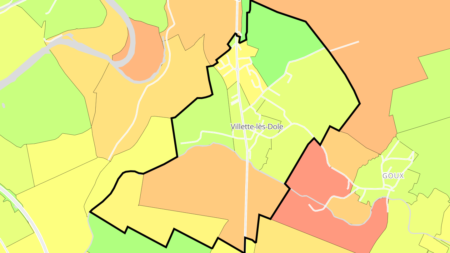 Carte des prix de l'immobilier Villette-lès-Dole