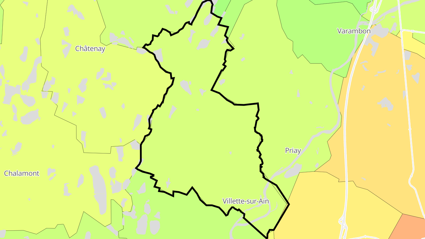 Carte des prix de l'immobilier Villette-sur-Ain
