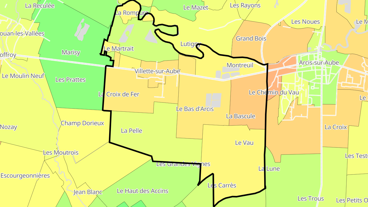 Carte des prix de l'immobilier Villette-sur-Aube