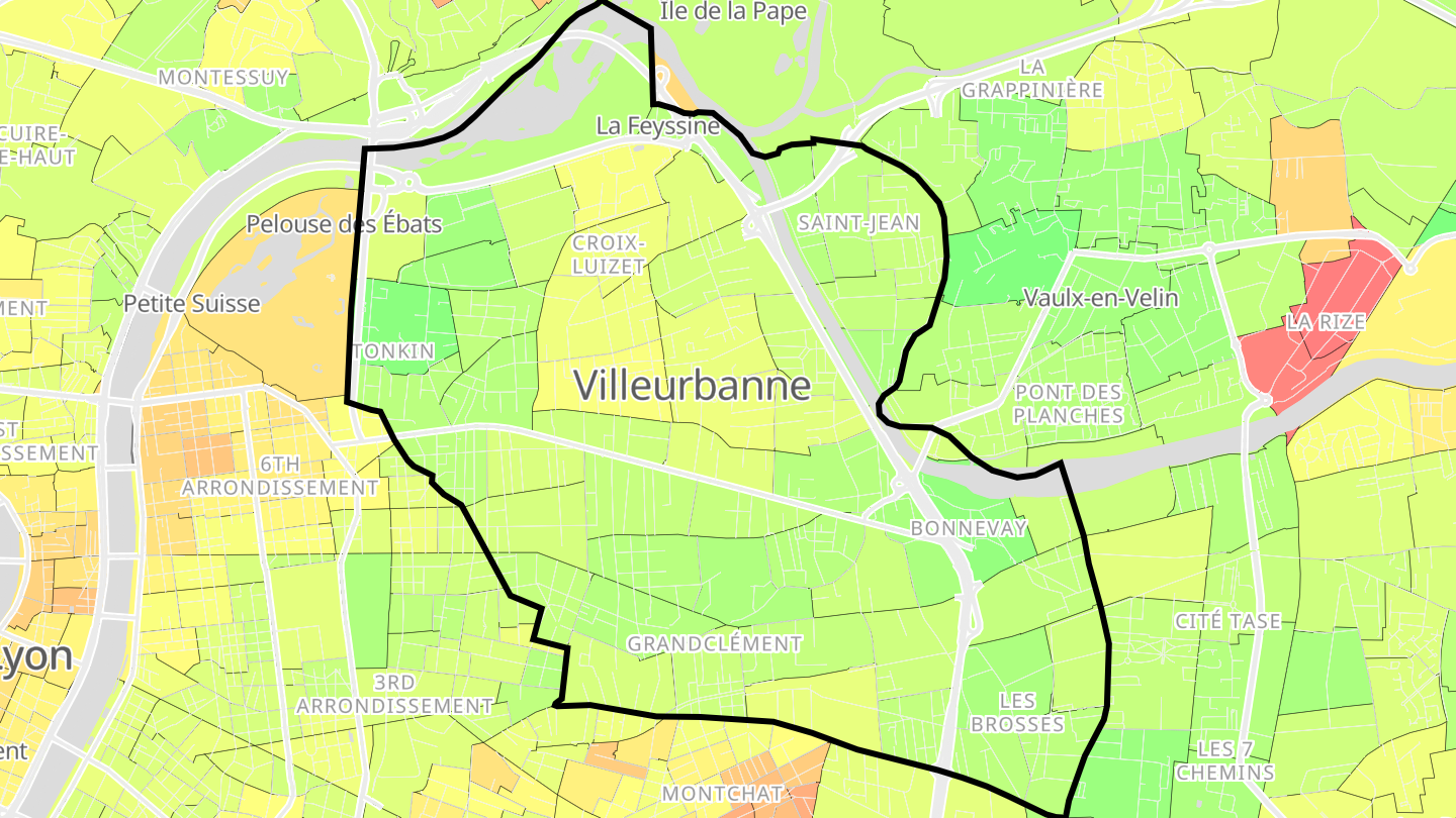 Carte des prix de l'immobilier Villeurbanne