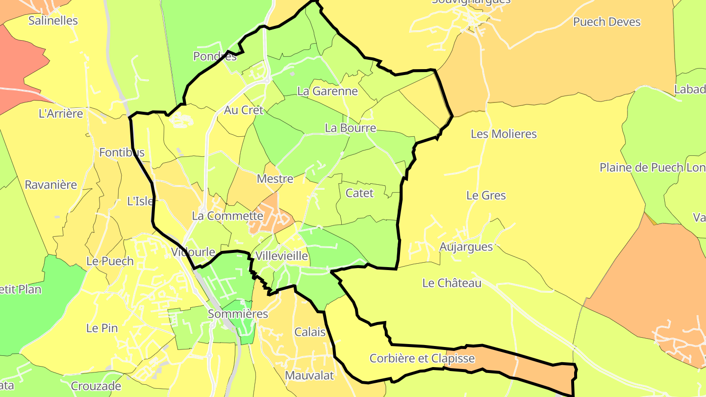 Carte des prix de l'immobilier Villevieille