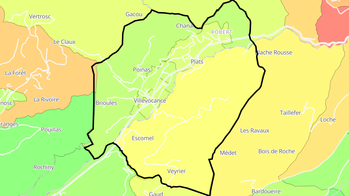 Carte des prix de l'immobilier Villevocance
