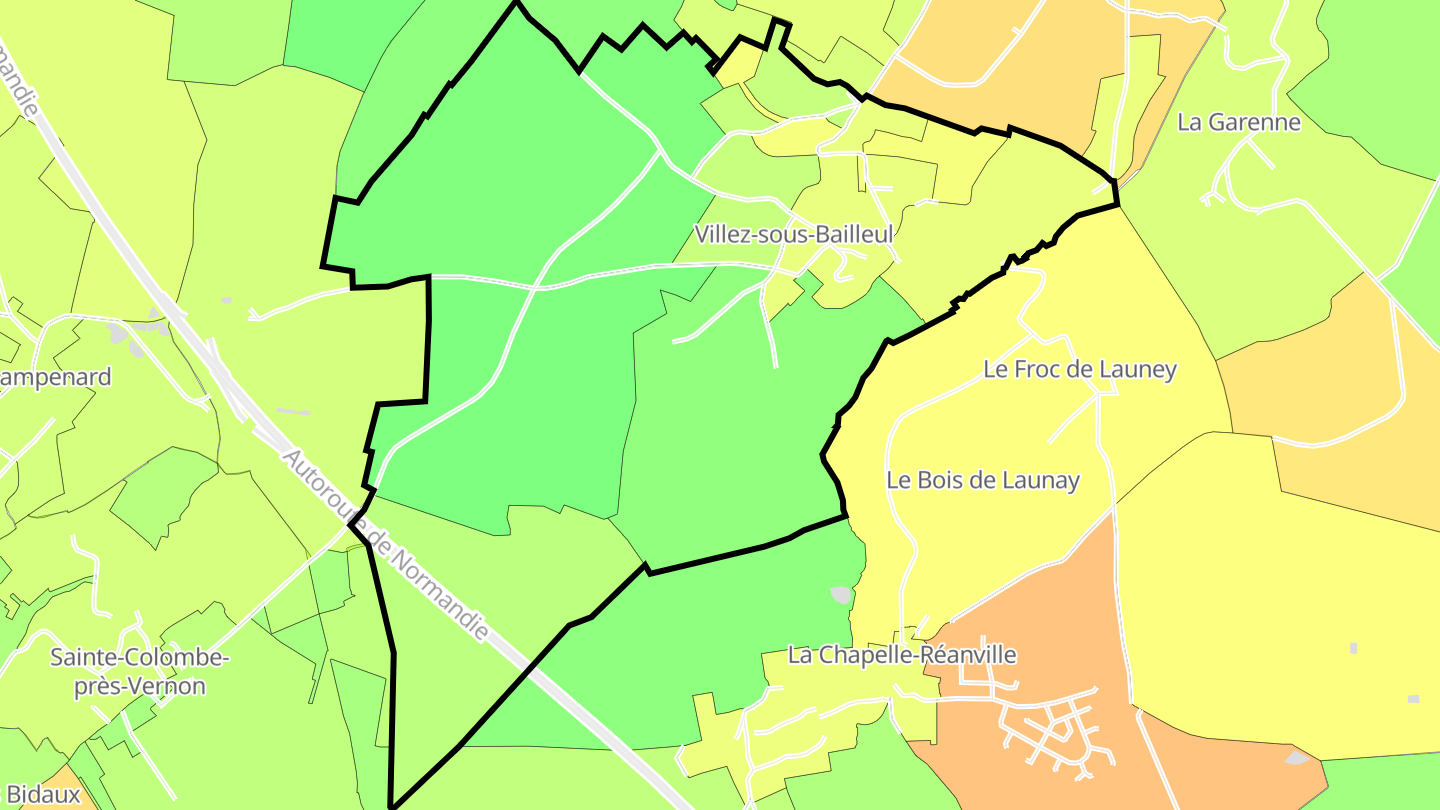 Carte des prix de l'immobilier Villez-sous-Bailleul