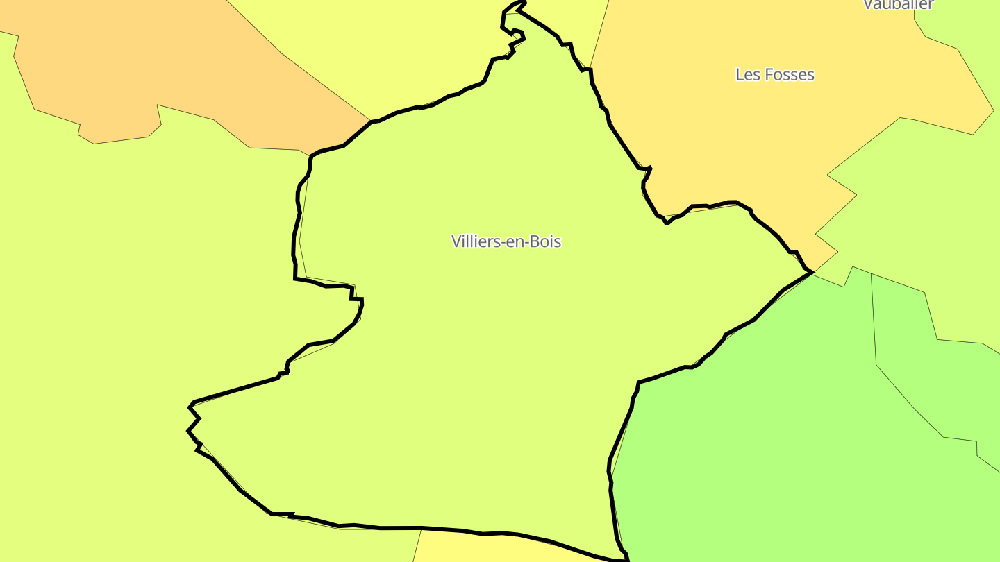 Carte des prix de l'immobilier Villiers-en-Bois
