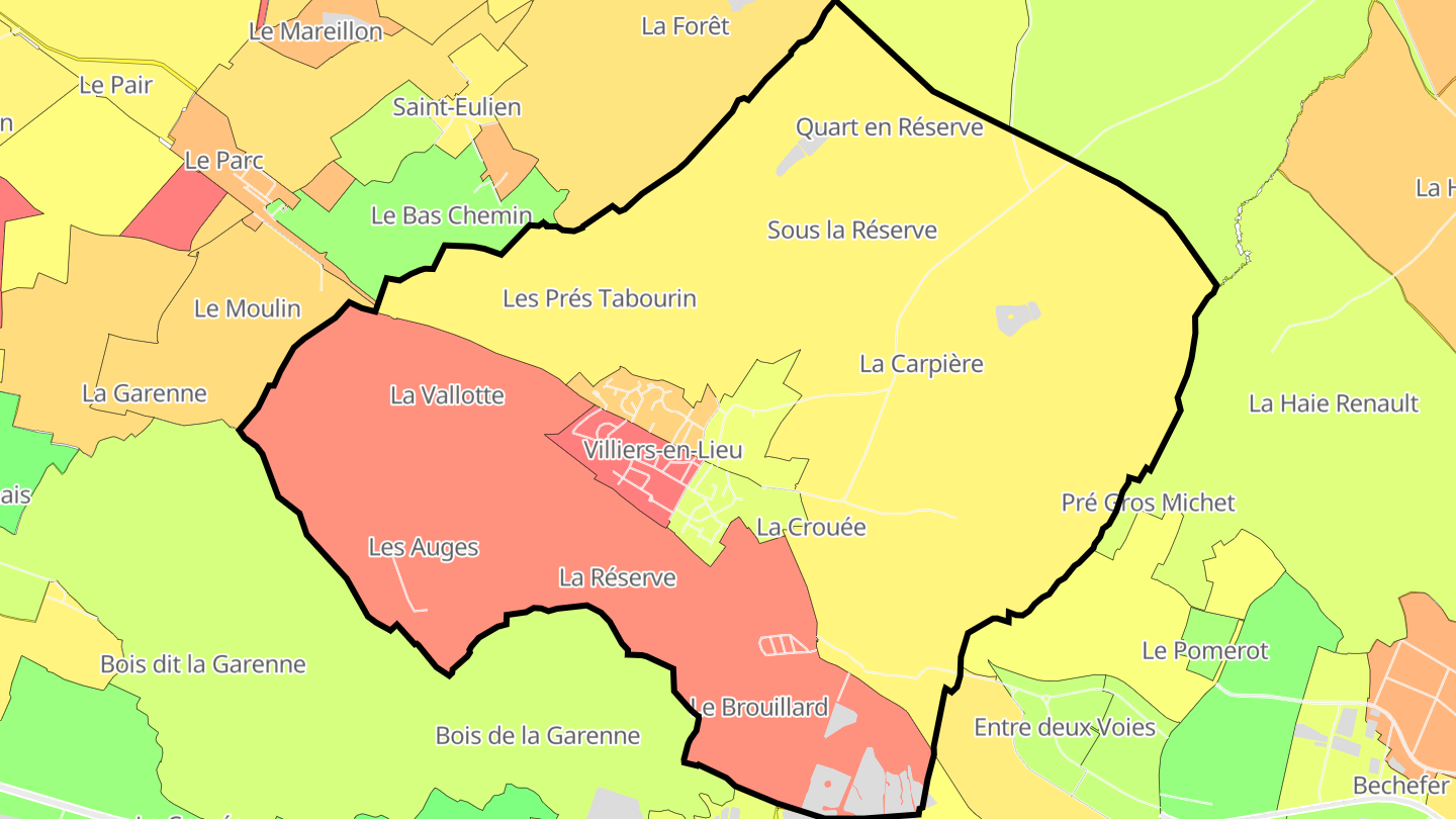 Carte des prix de l'immobilier Villiers-en-Lieu