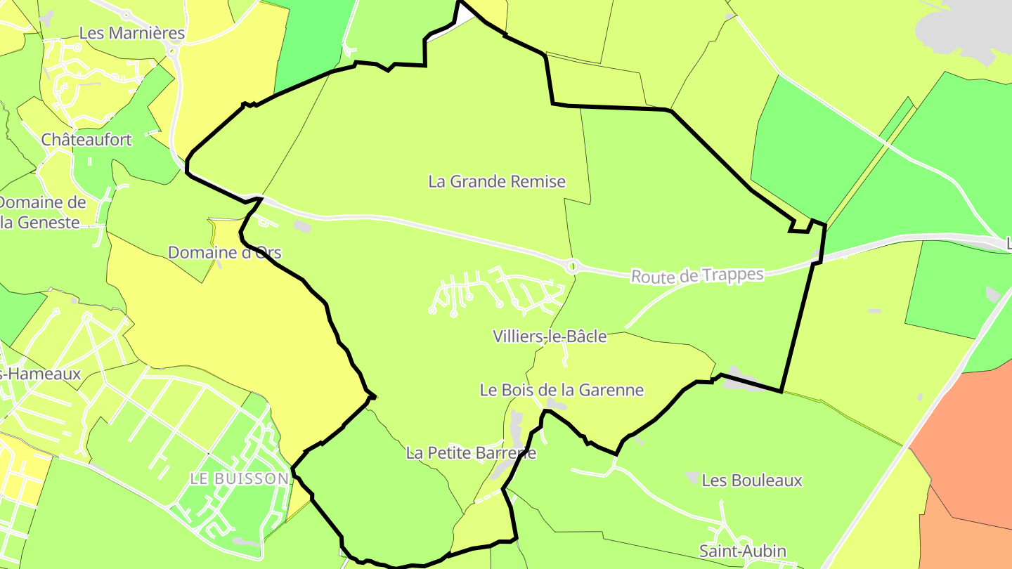 Carte des prix de l'immobilier Villiers-le-Bâcle