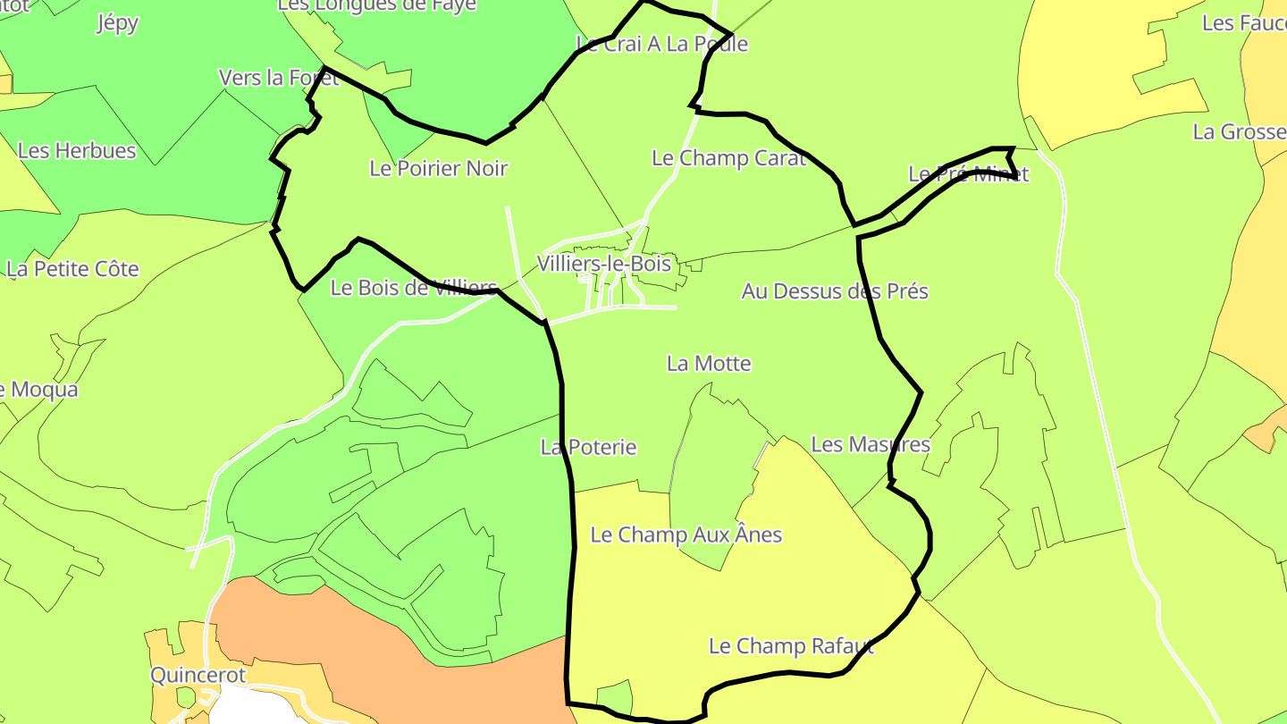 Carte des prix de l'immobilier Villiers-le-Bois