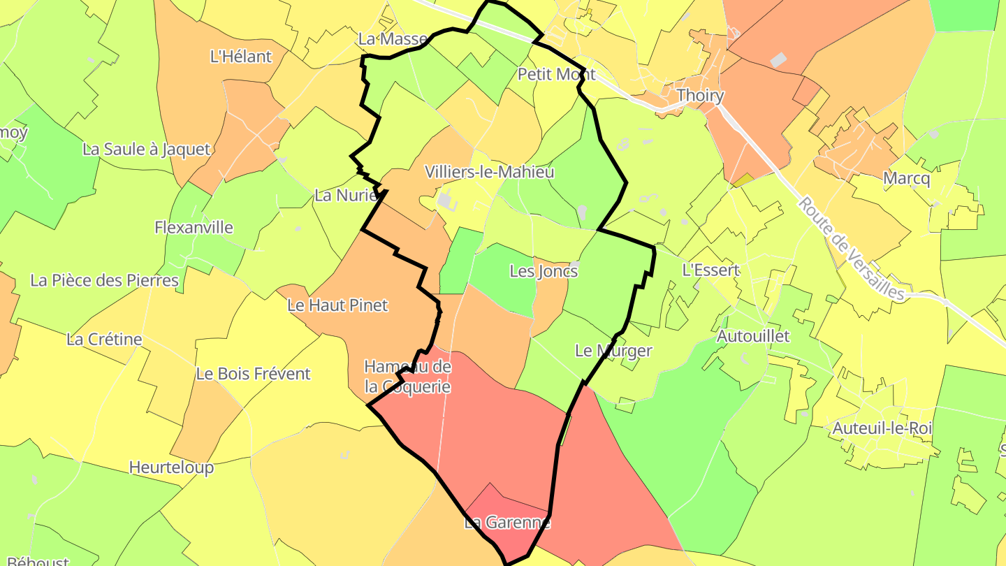 Carte des prix de l'immobilier Villiers-le-Mahieu