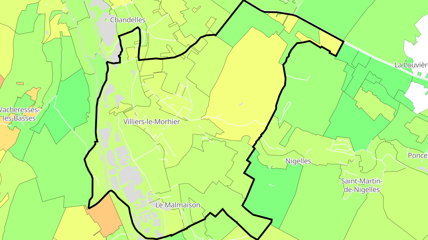 Carte des prix de l'immobilier Villiers-le-Morhier