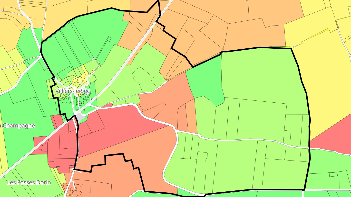 Carte des prix de l'immobilier Villiers-le-Sec