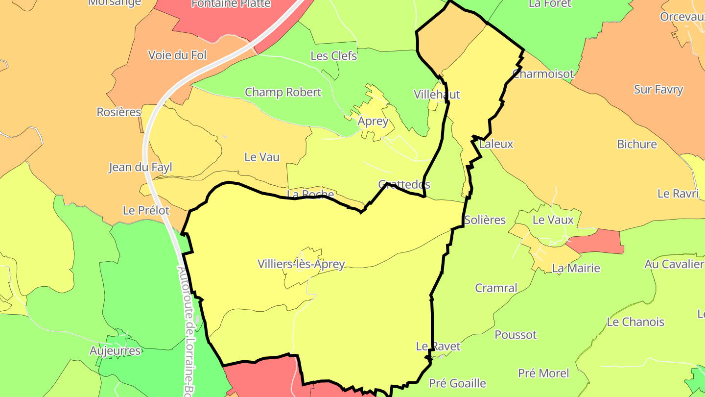 Carte des prix de l'immobilier Villiers-lès-Aprey