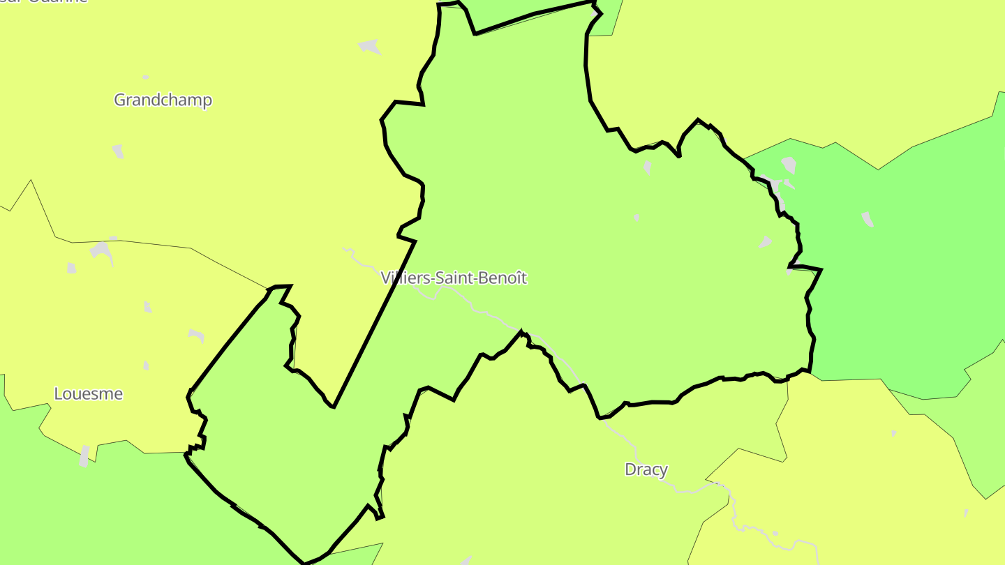 Carte des prix de l'immobilier Villiers-Saint-Benoît