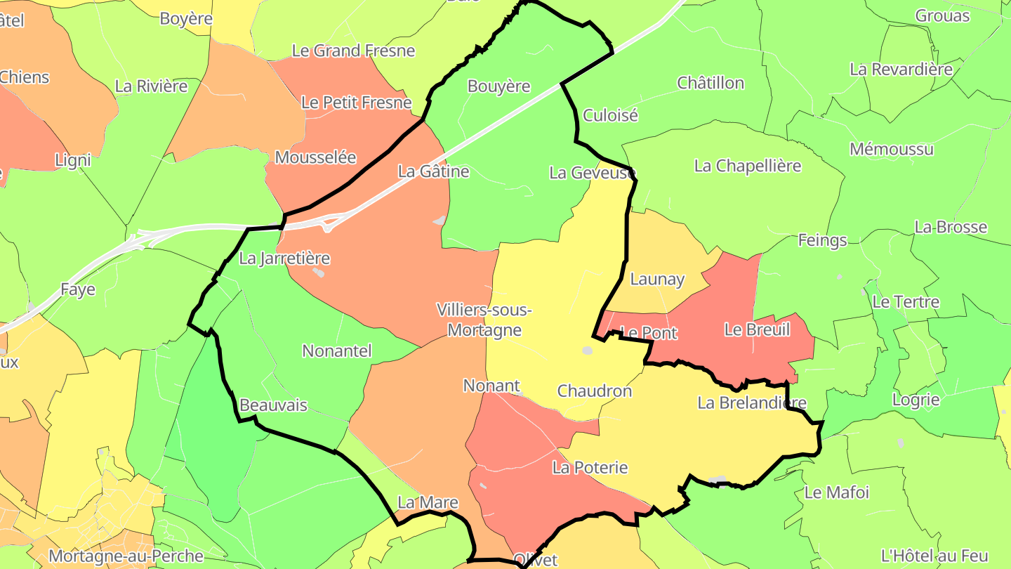 Carte des prix de l'immobilier Villiers-sous-Mortagne