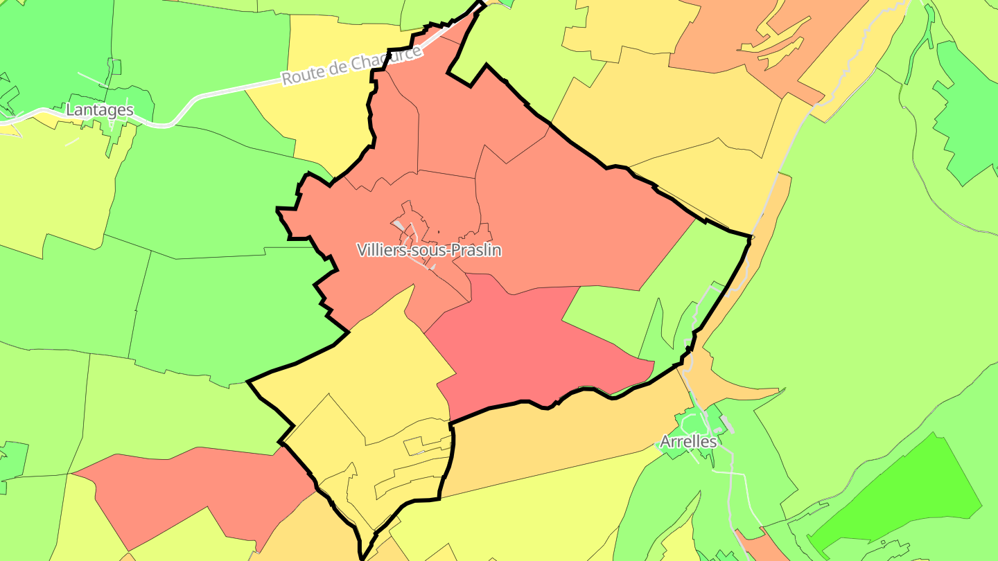 Carte des prix de l'immobilier Villiers-sous-Praslin