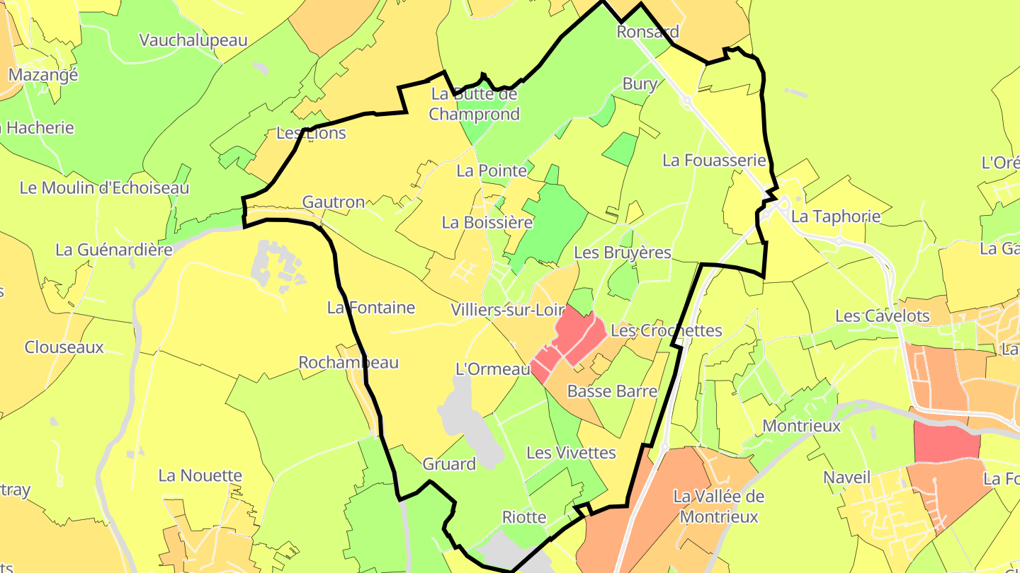Carte des prix de l'immobilier Villiers-sur-Loir