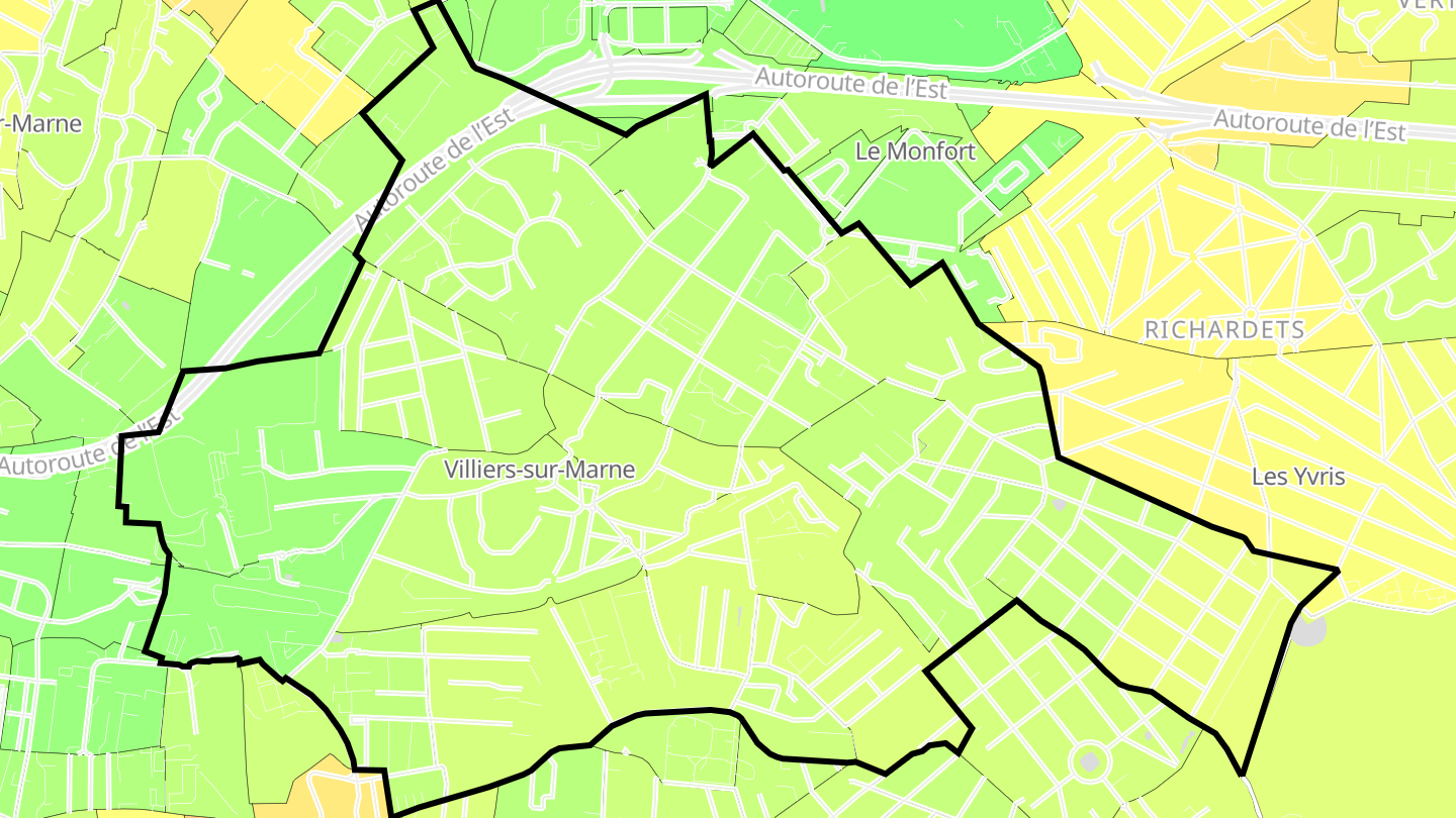 Carte des prix de l'immobilier Villiers-sur-Marne