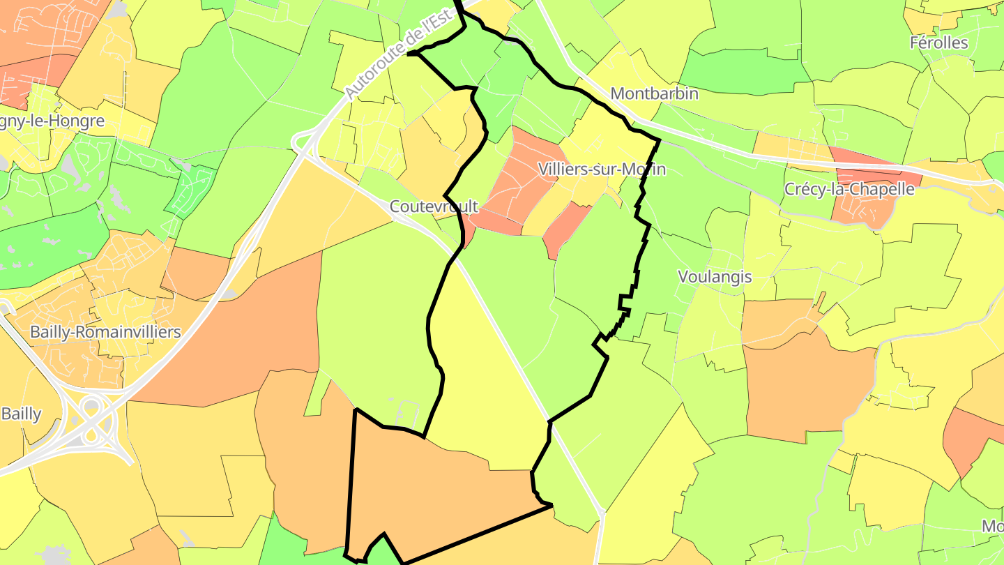 Carte des prix de l'immobilier Villiers-sur-Morin