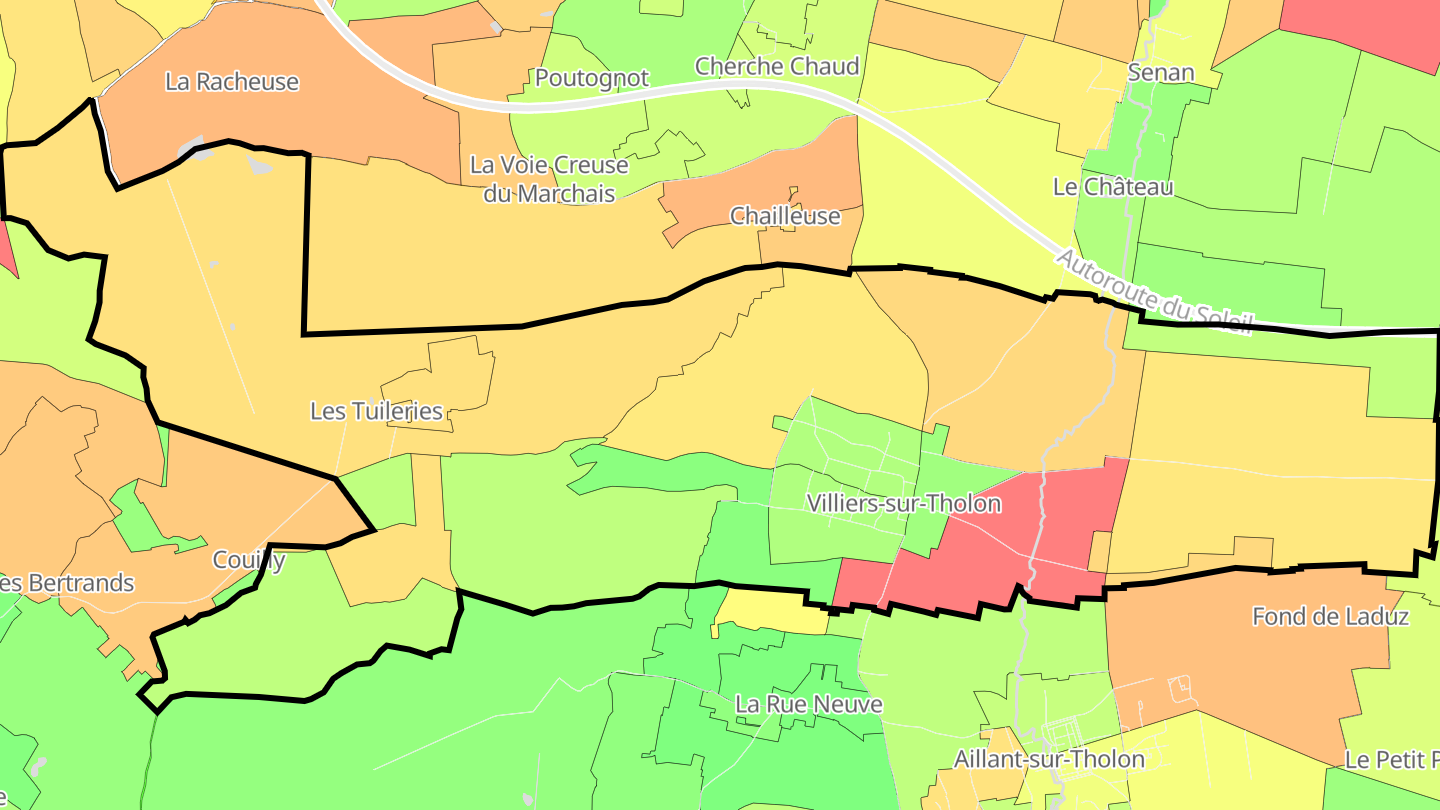 Carte des prix de l'immobilier Villiers-sur-Tholon