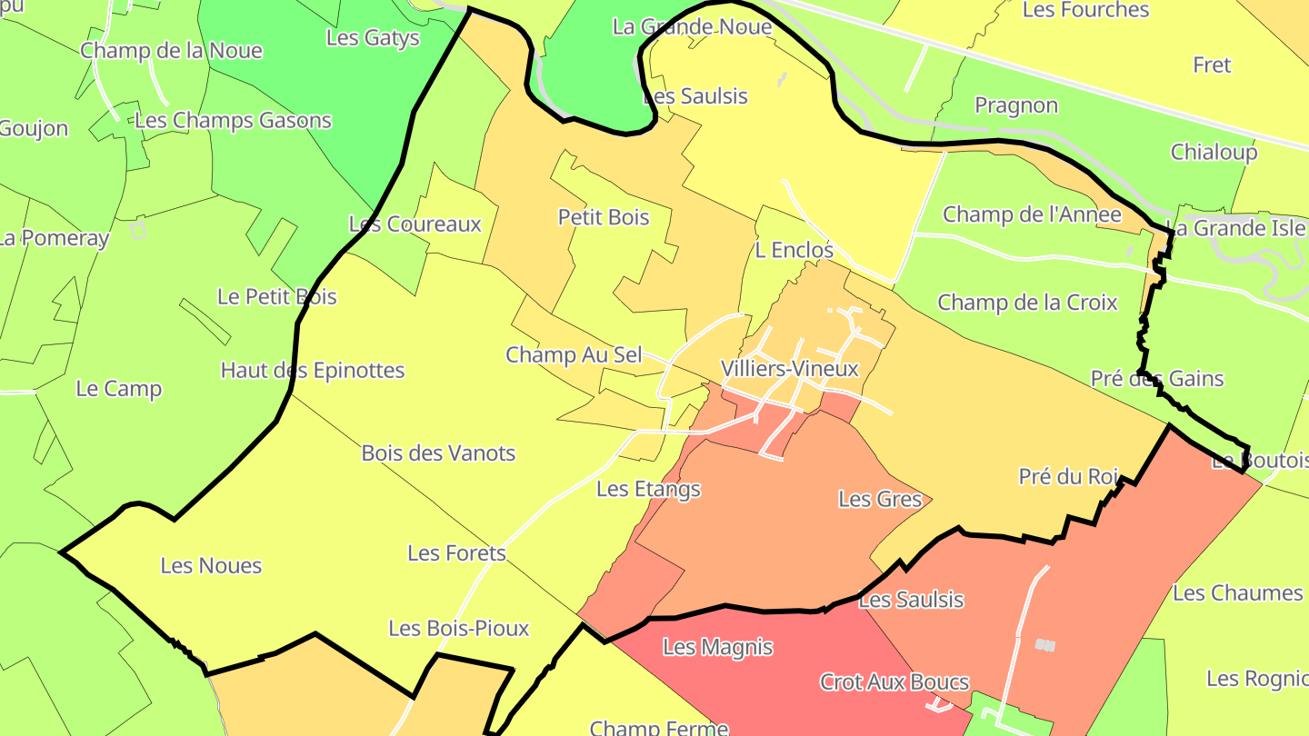 Carte des prix de l'immobilier Villiers-Vineux
