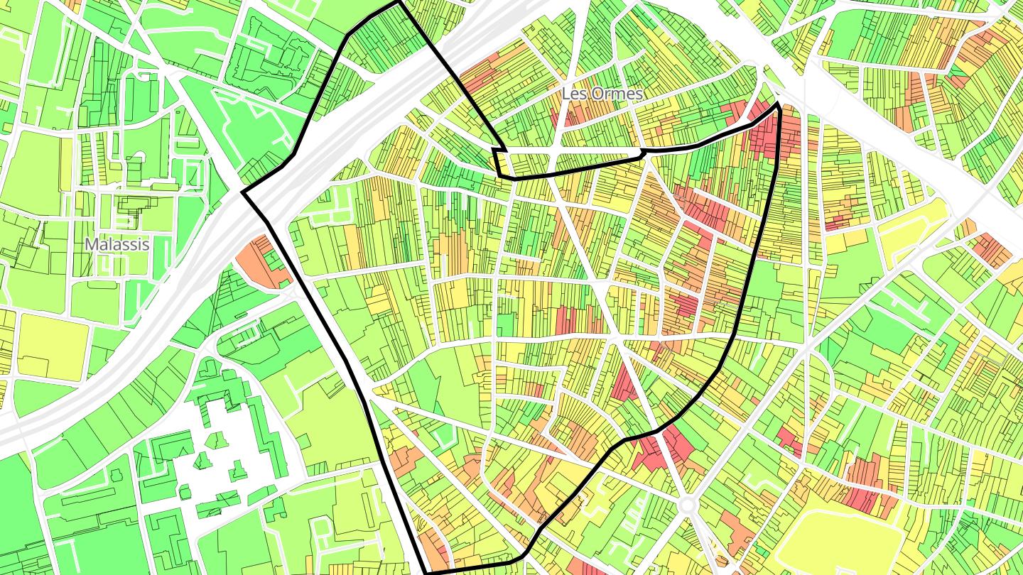 Carte des prix de l'immobilier Villiers - Barbusse