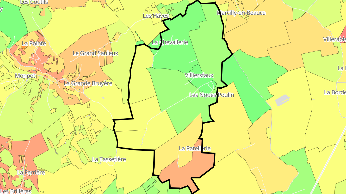 Carte des prix de l'immobilier Villiersfaux