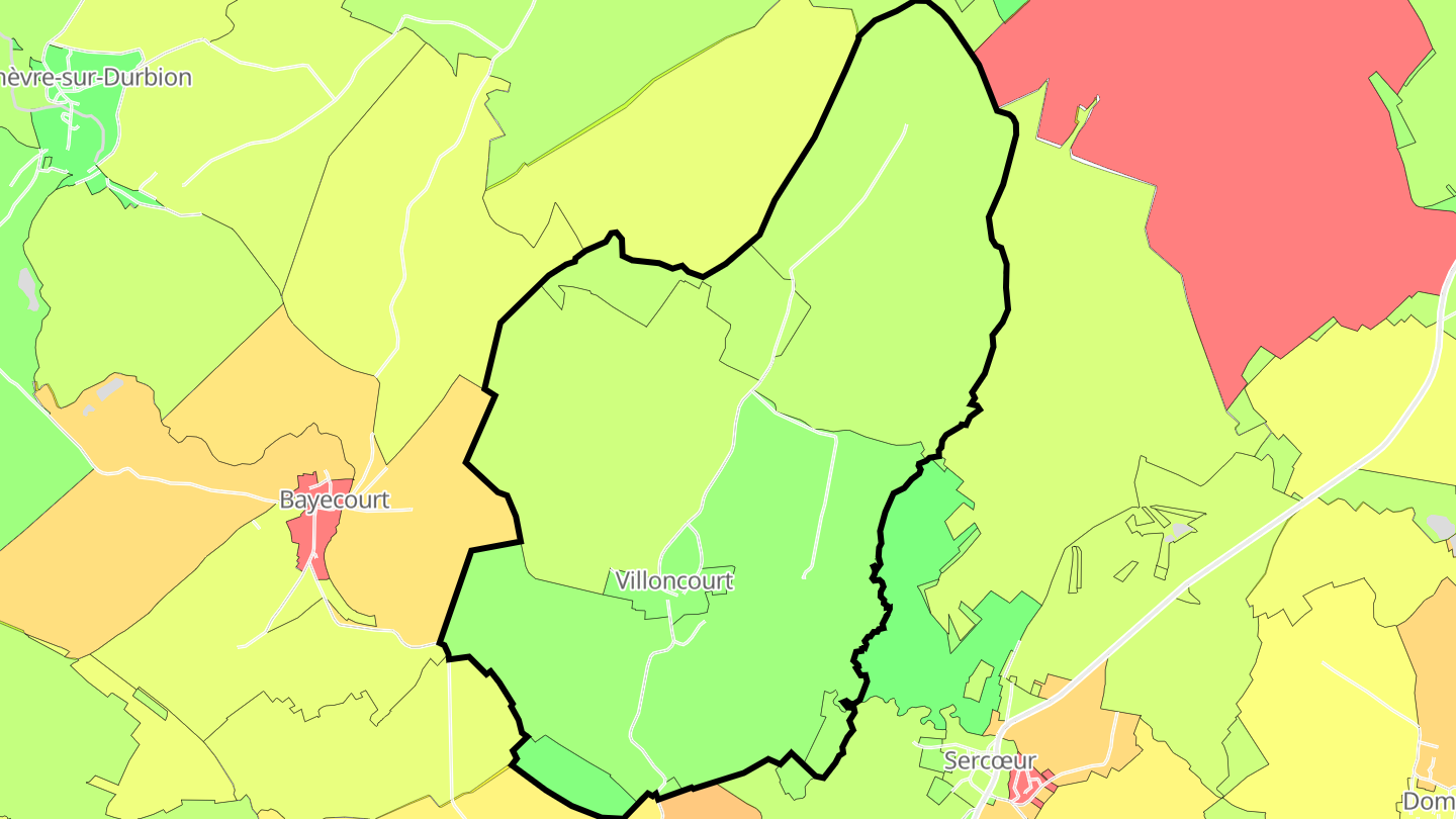 Carte des prix de l'immobilier Villoncourt