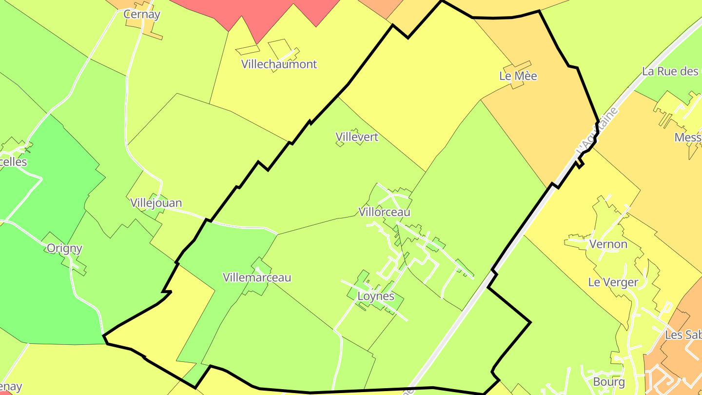 Carte des prix de l'immobilier Villorceau