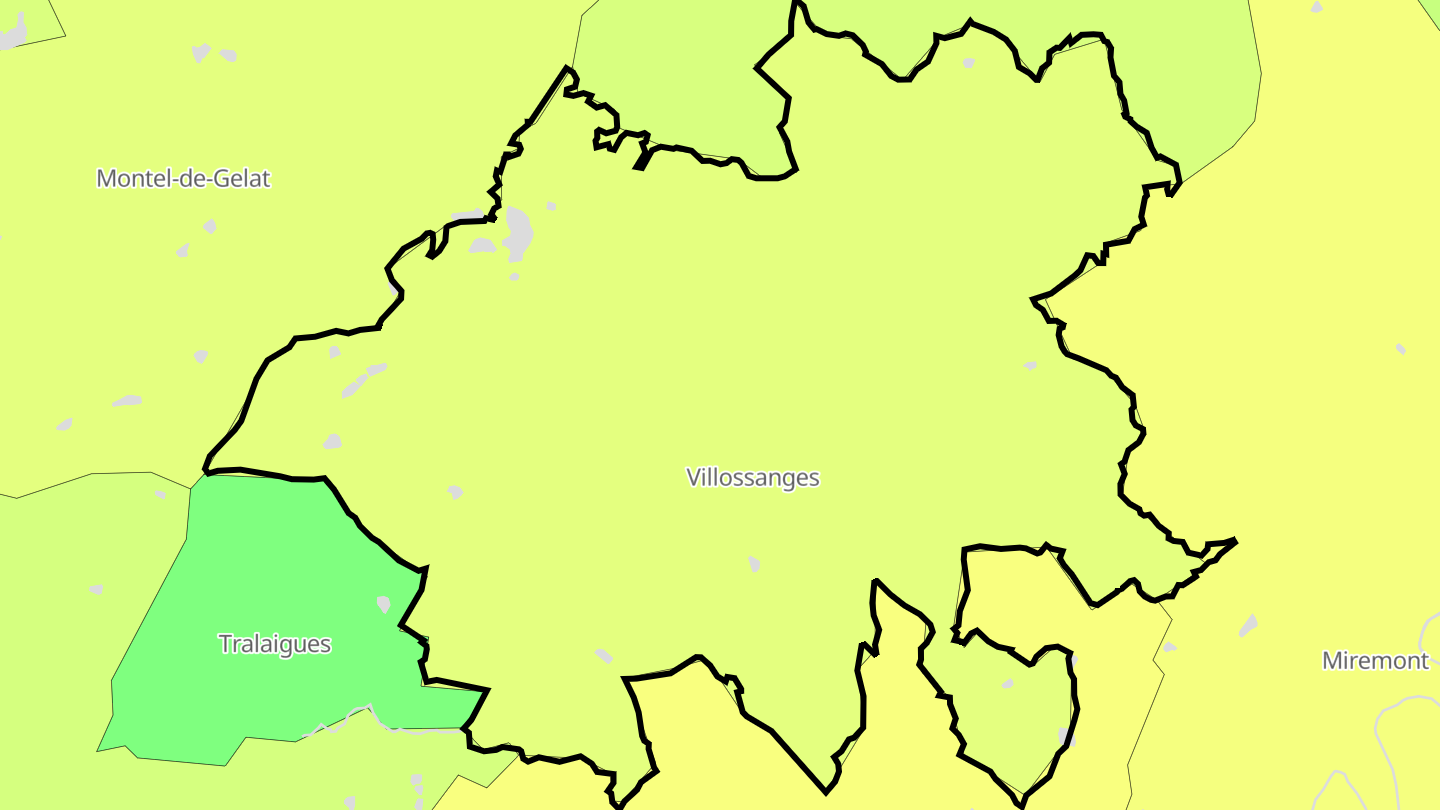 Carte des prix de l'immobilier Villossanges