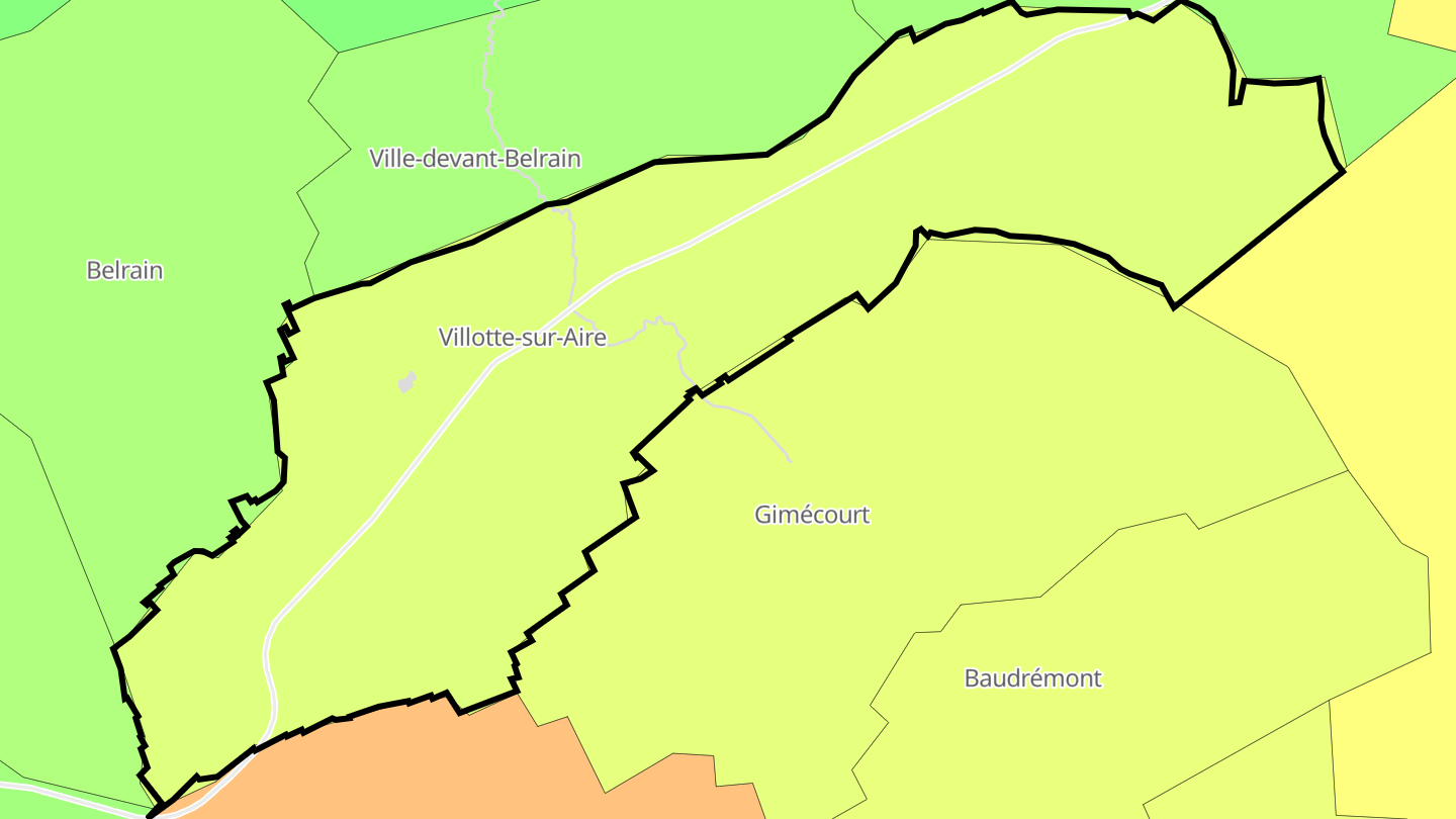 Carte des prix de l'immobilier Villotte-sur-Aire