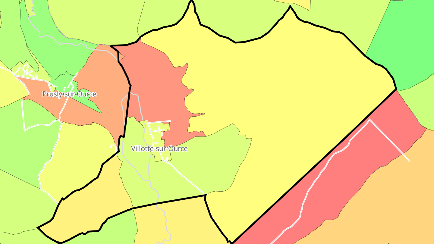 Carte des prix de l'immobilier Villotte-sur-Ource