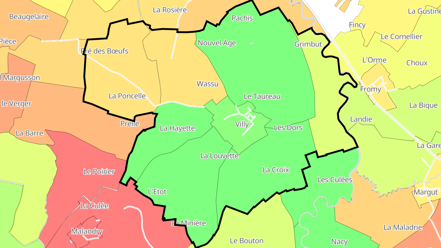 Carte des prix de l'immobilier Villy
