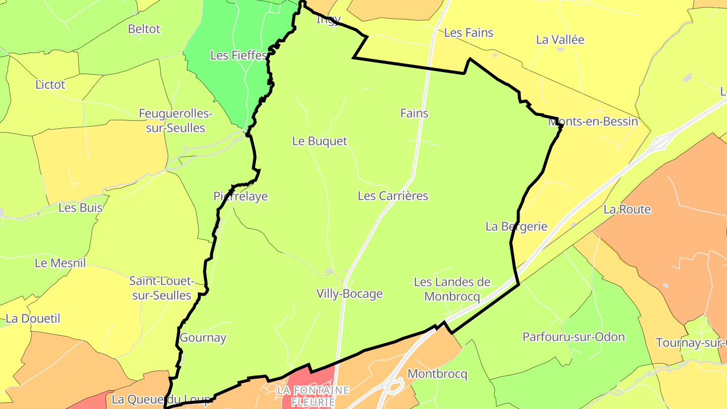 Carte des prix de l'immobilier Villy-Bocage