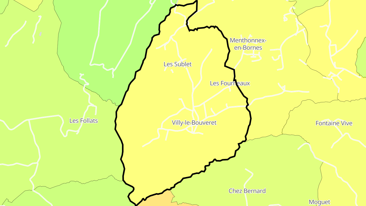 Carte des prix de l'immobilier Villy-le-Bouveret