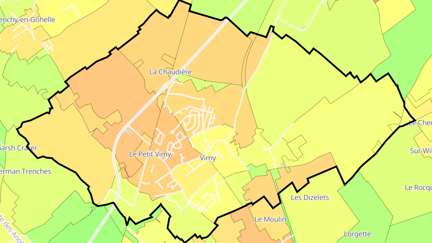 Carte des prix de l'immobilier Vimy
