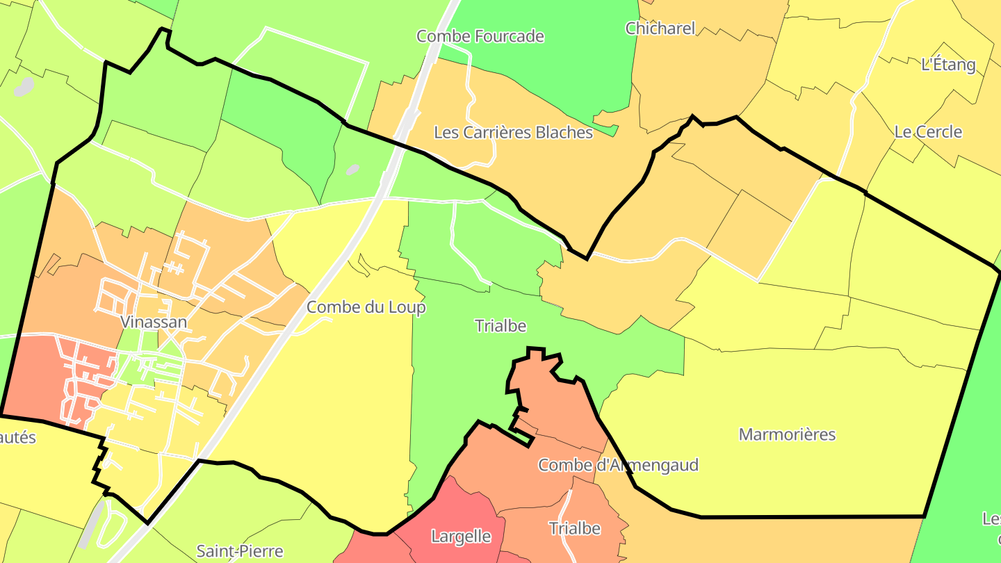 Carte des prix de l'immobilier Vinassan